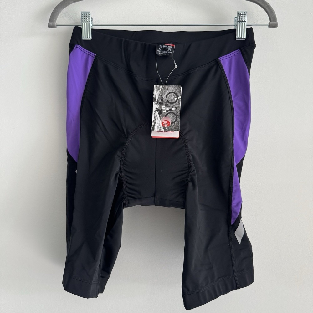 Souke cushion padded cycling shorts women's Large Black Purple New